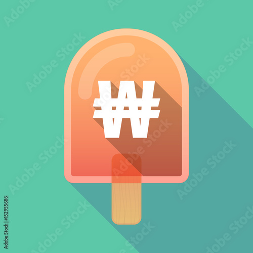 Long shadow ice cream with a won currency sign