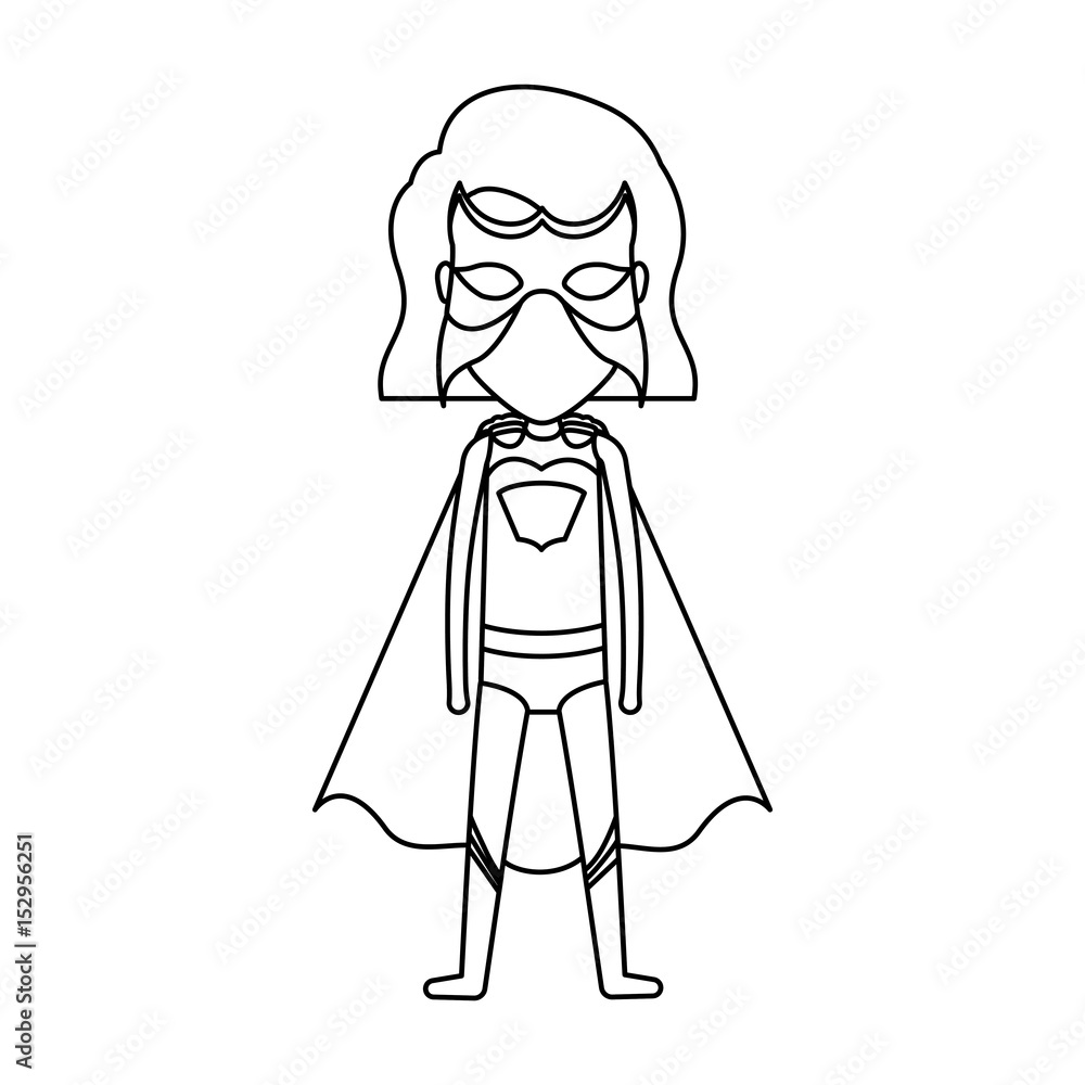 monochrome silhouette faceless with standing girl superhero with short hair vector illustration monochrome silhouette faceless with standing girl superhero with short hair vector illustration
