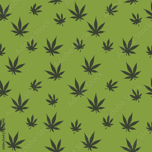 Indica and sativa marijuana leaves seamless vector pattern