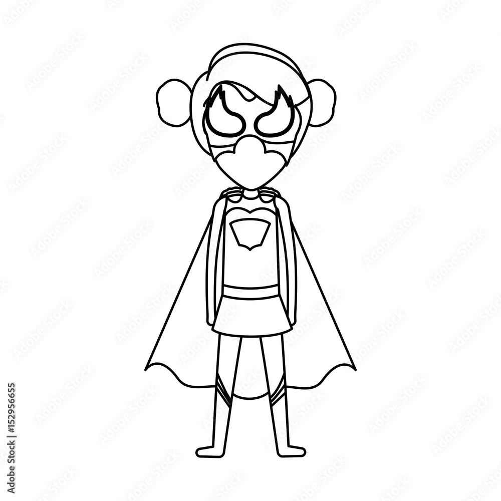 monochrome silhouette faceless with standing girl superhero with collected hair vector illustration monochrome silhouette faceless with standing girl superhero with collected hair vector illustration