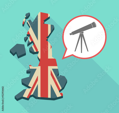 Long shadow UK map with a telescope