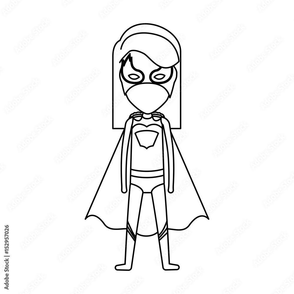 monochrome silhouette faceless with standing girl superhero with short straight hair vector illustration monochrome silhouette faceless with standing girl superhero with short straight hair vector illustration