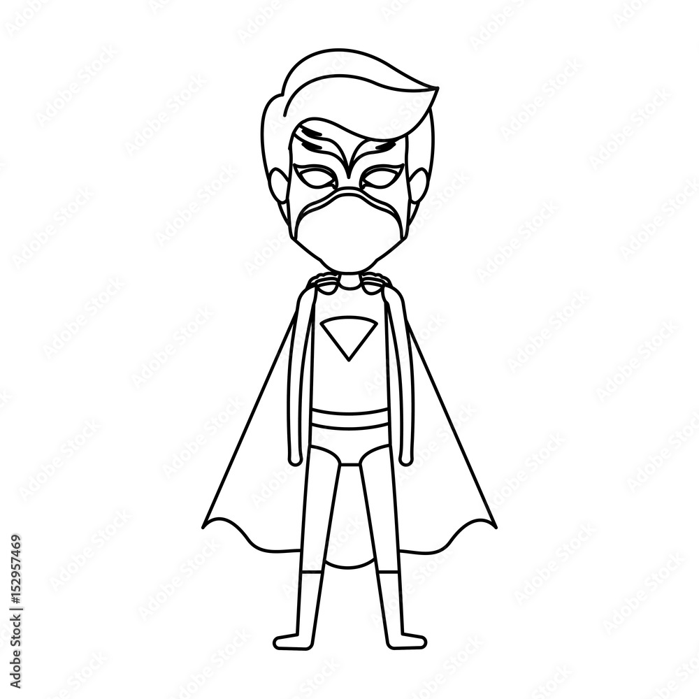 monochrome silhouette faceless with standing male superhero vector illustration