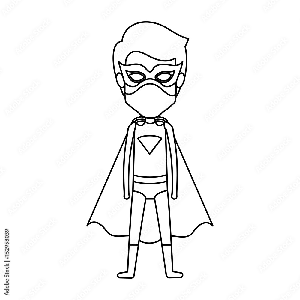 monochrome silhouette faceless with standing guy superhero vector illustration
