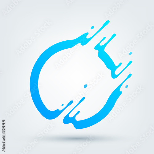 Vector illustration. Abstract blue circle. Dynamic splash liquid shape. Background for poster, cover, banner, placard. Logo design