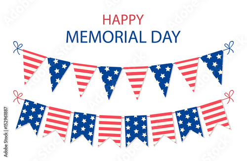 Cute USA festive bunting flags in traditional colors ideal as american holidays banner