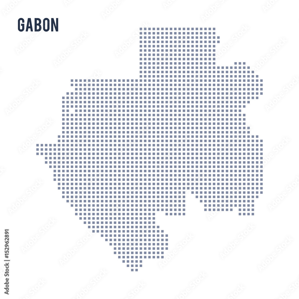 Vector pixel map of Gabon isolated on white background