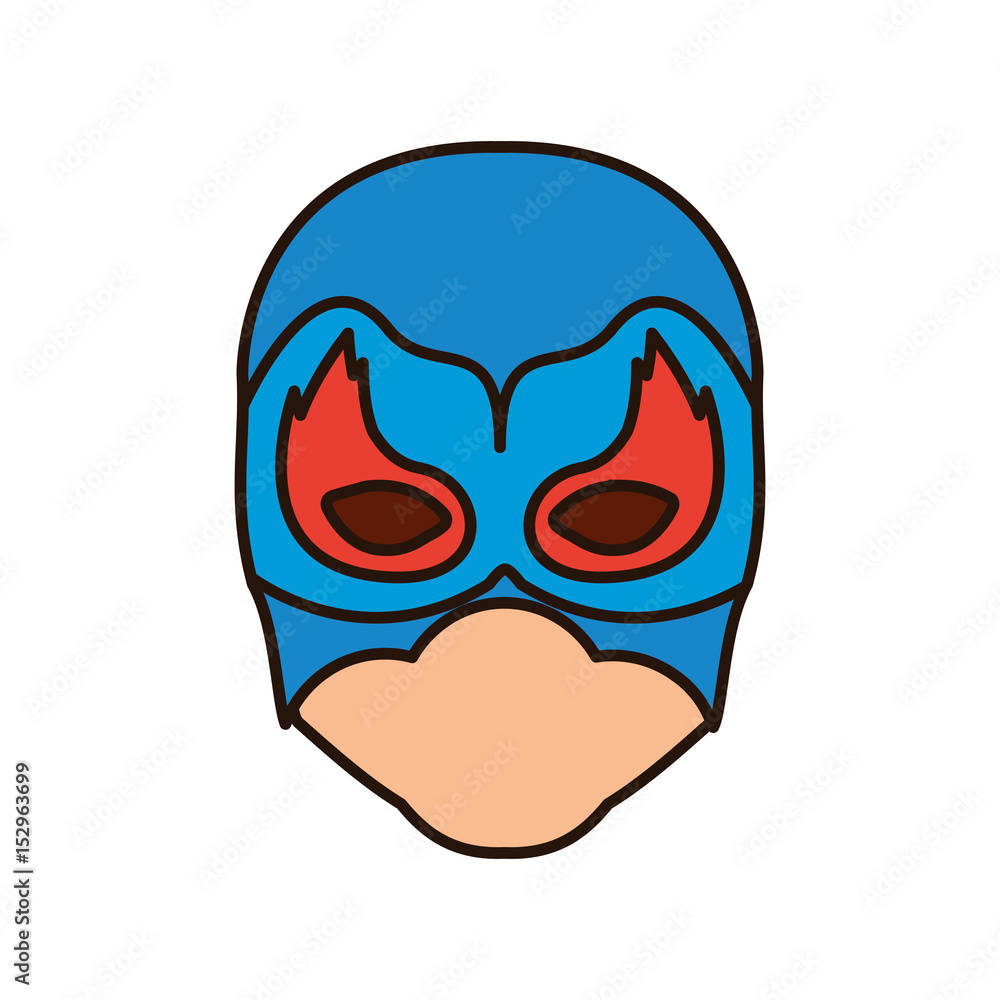 colorful silhouette with faceless man superhero masked with flame around the eyes and closed eyes vector illustration colorful silhouette with faceless man superhero masked with flame around the eyes and closed eyes vector illustration