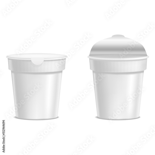 Realistic Template Blank White Noodle Pack. Vector