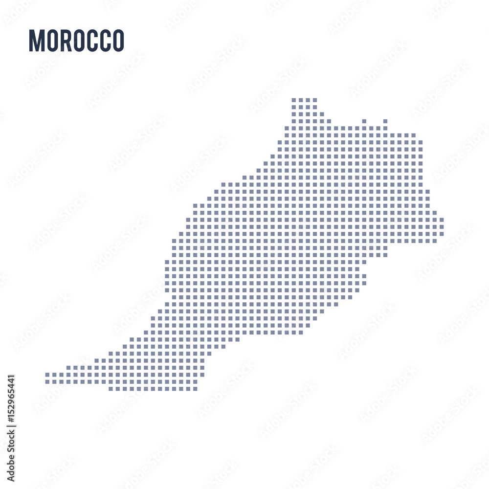 Vector pixel map of Morocco isolated on white background