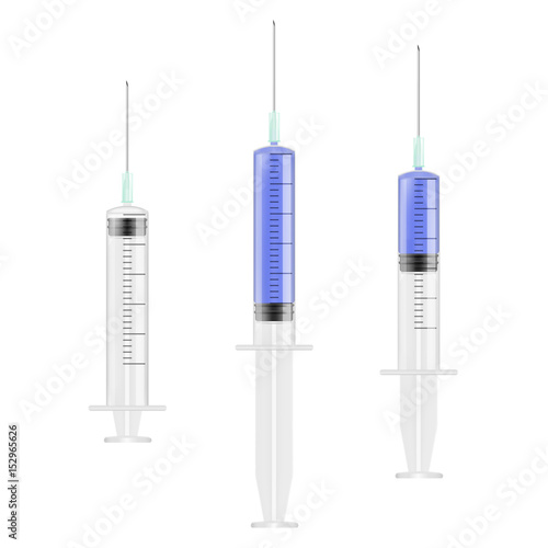 Realistic Detailed Syringe Set. Vector