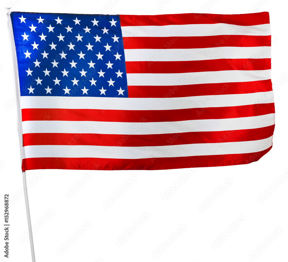 American flag isolated on white