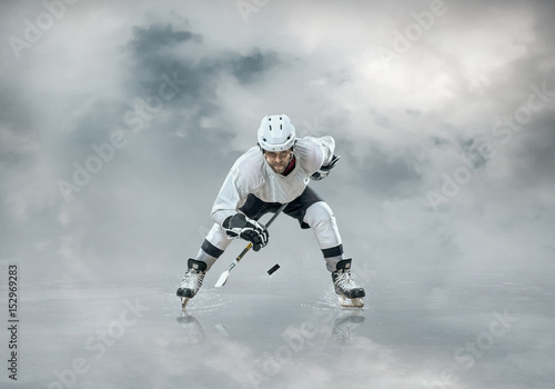 Photography Ice hockey player on the ice, outdoors
