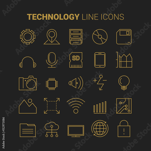 Line technology icons. Vector set