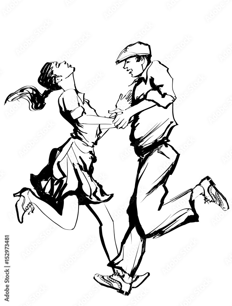 Woman and man dancing swing