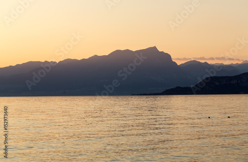 Beautiful sunset at Garda lake in Italy