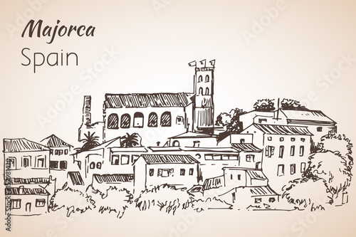 Majorca island sketch. Sketch.