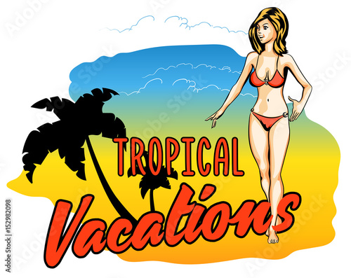Woman bikini vector design template. Vector image