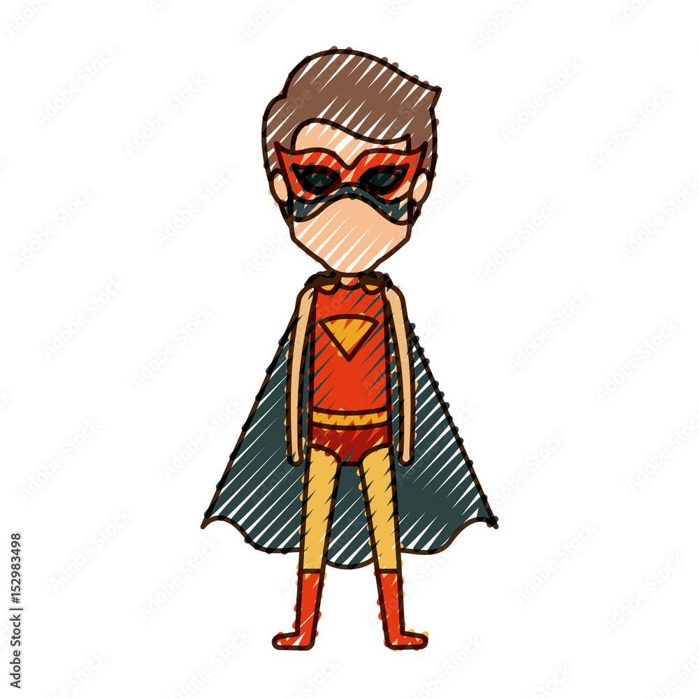 colored pencil silhouette with standing faceless guy superhero vector illustration colored pencil silhouette with standing faceless guy superhero vector illustration