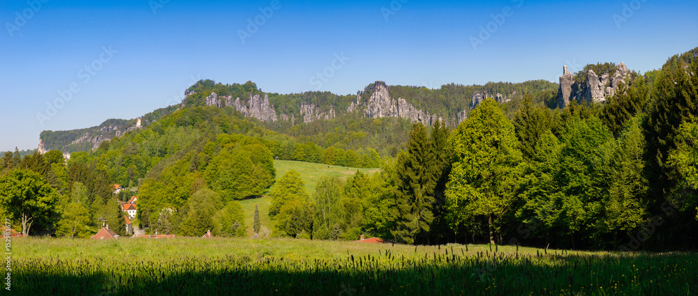Obraz premium Panorama Sächische Schweiz Rathen