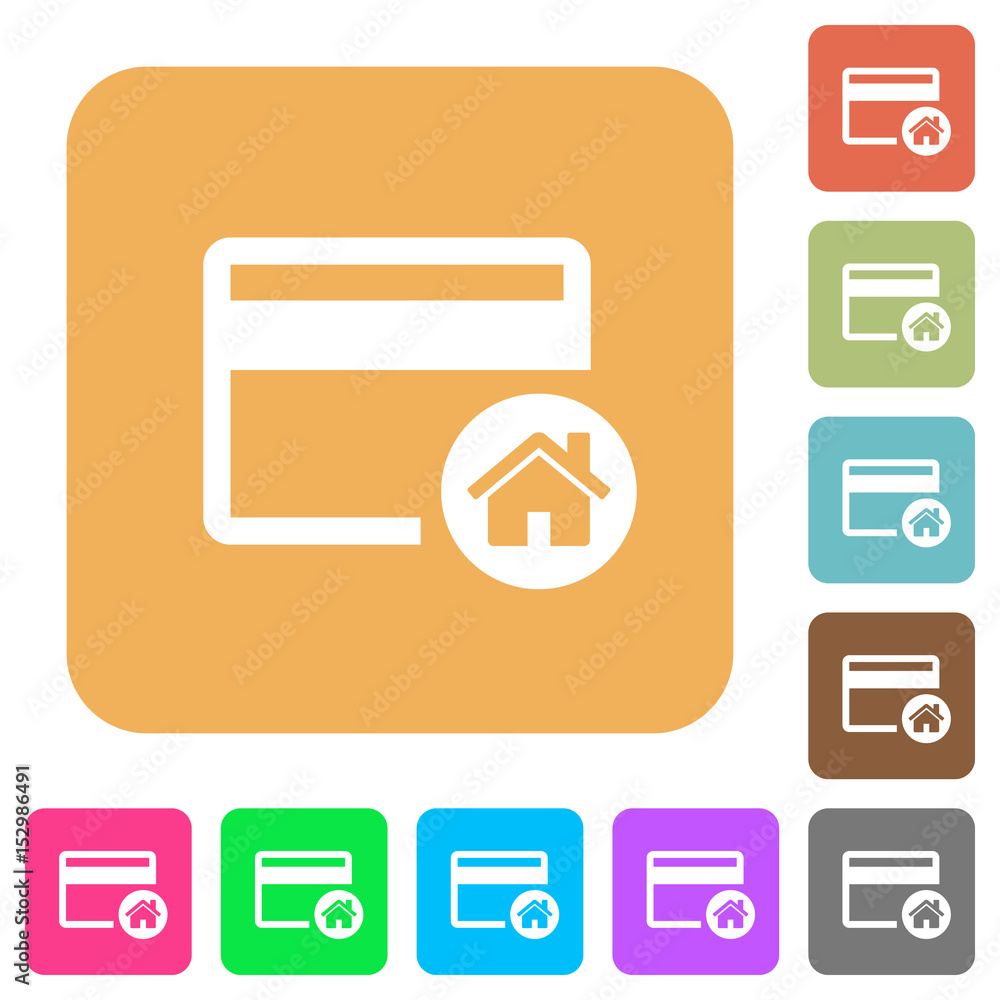 Set credit card as default rounded square flat icons Set credit card as default rounded square flat icons
