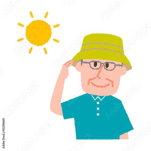 vector illustration of an elder man wearing a hat