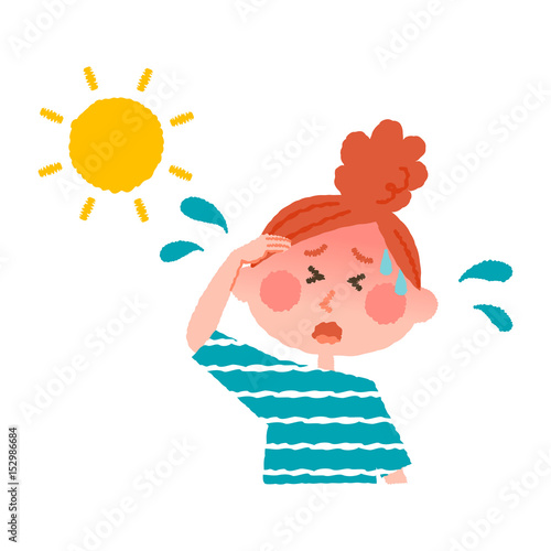 vector illustration of a woman with heatstroke