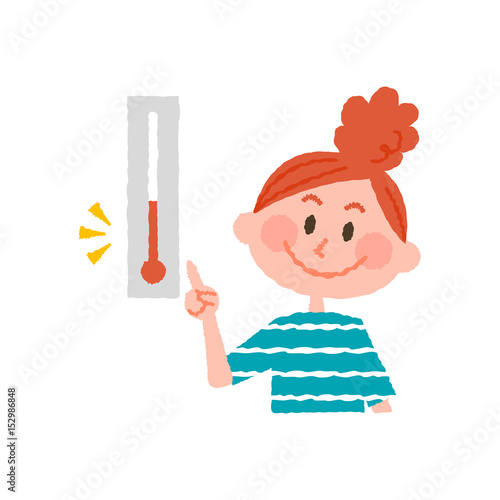 vector illustration of a woman checking the temperature