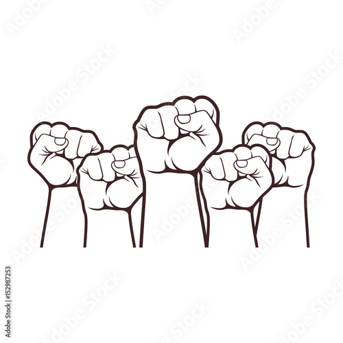 Clenched fist held high in protest
