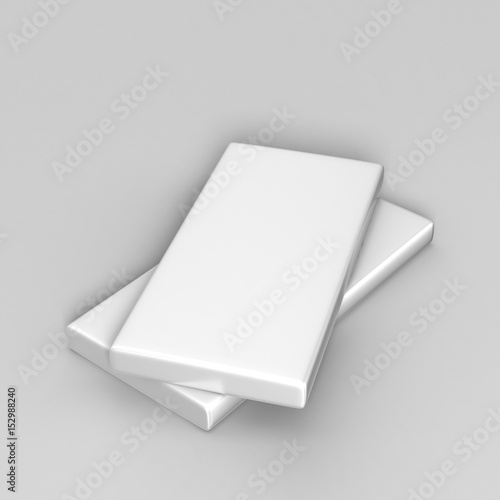 Chocolate White Paper Box Packaging Stick Sachet Mock up for print design. 3D illustration.