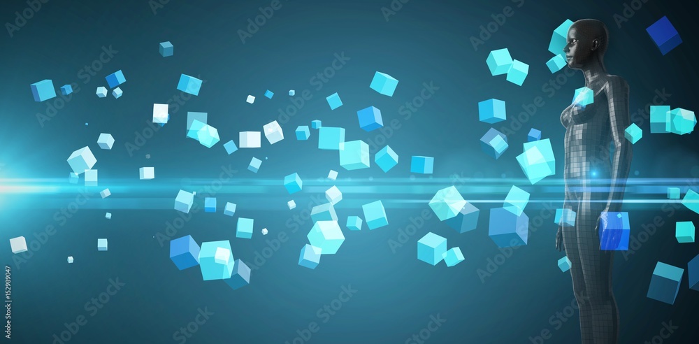 Naklejka premium Composite image of full length of digital black 3d woman