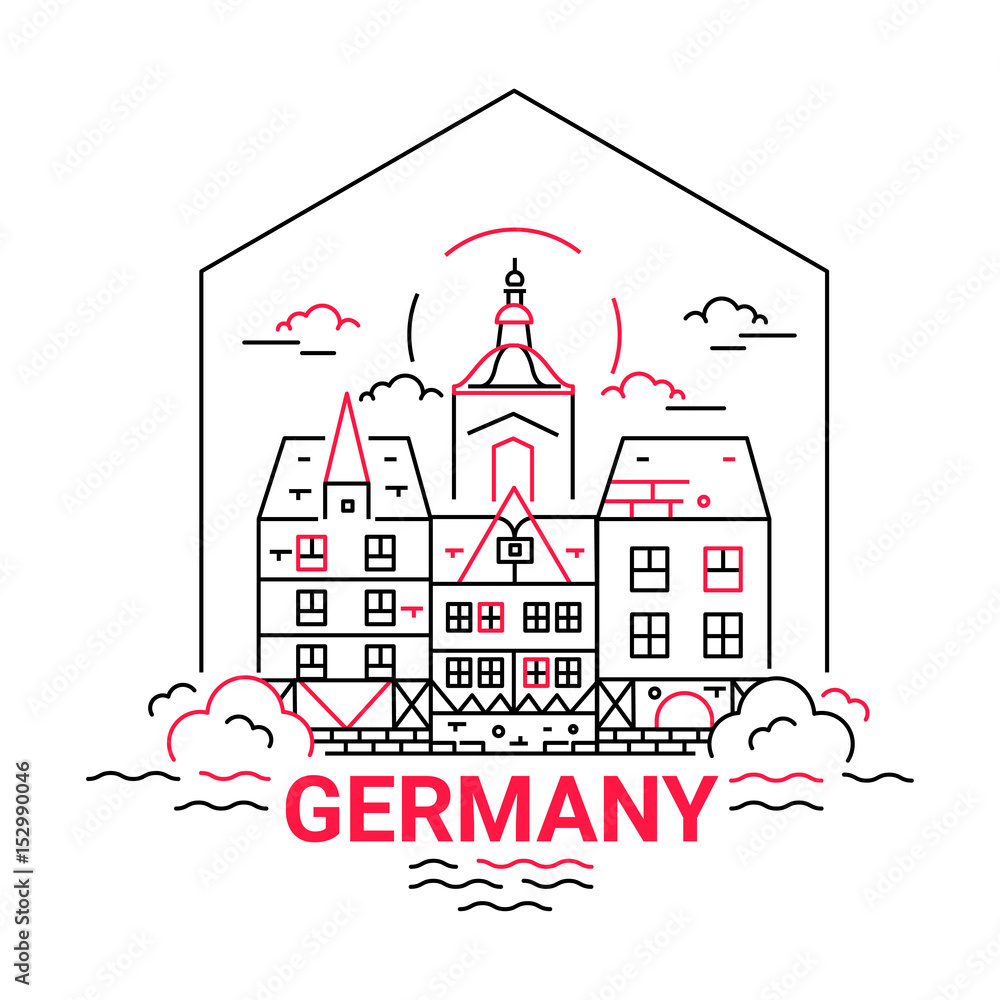 Germany - modern vector line travel illustration
