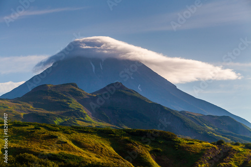 Classic active stratovolcano Vilyuchinsky Russia, Kamchatka  photo