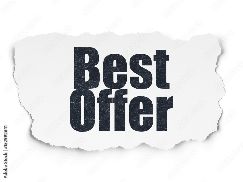 Finance concept: Best Offer on Torn Paper background Finance concept: Best Offer on Torn Paper background