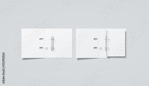 Billede på lærred Blank white ring binder folder mock up top view, 3d rendering