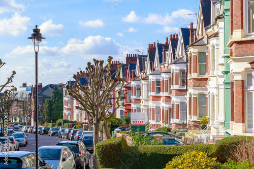 Typical English terraced houses in West Hampstead, London