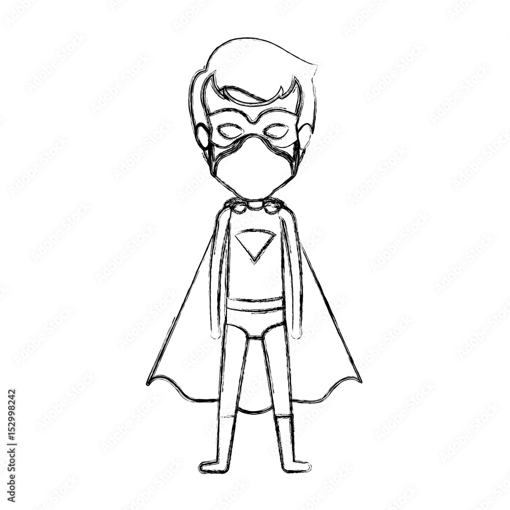 monochrome blurred contour faceless of standing young superhero vector illustration monochrome blurred contour faceless of standing young superhero vector illustration