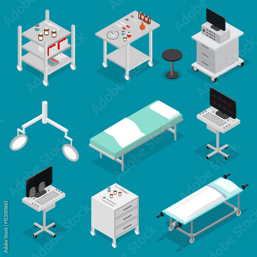 Surgery Icons Set Isometric View. Vector