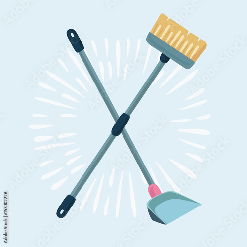 Vector Set of cleaning service elements. Cleaning supplies. Housework tools. Garbage, dustpan and brush. Template for banners, web sites, printed materials, infographics
