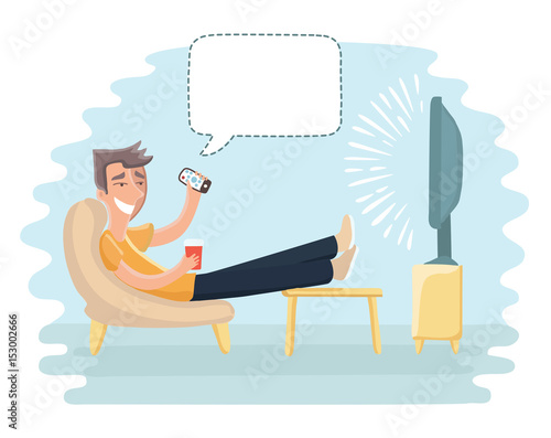Man sitting on the couch and watching TV. 
