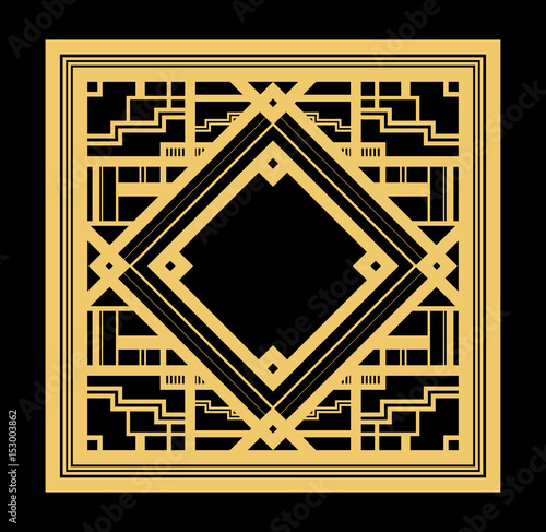 Vector geometric frame in Art deco frame for decorative design, invitation, label, banner. Vector illustration