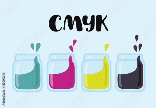 CMYK paint splashing isolated on white