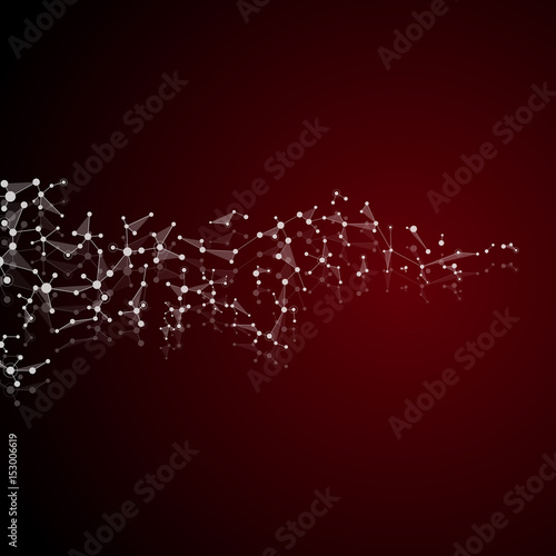 Illustration structure molecule dna and neurons, connected lines with dots, genetic and chemical compounds