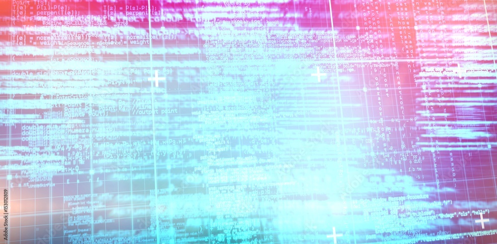 Composite image of blue matrix and codes Composite image of blue matrix and codes