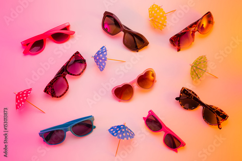 Collection of sunglasses - summer store display concept