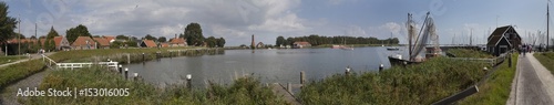 Zuiderzeemuseum Netherlands. Harbour and historical boats. . Panorama. Enkhuizen. photo