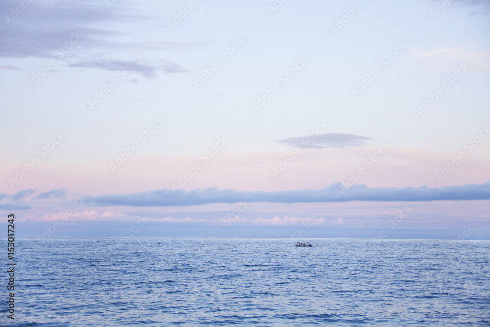 Alushta, Crimea. Black sea sunset landscape