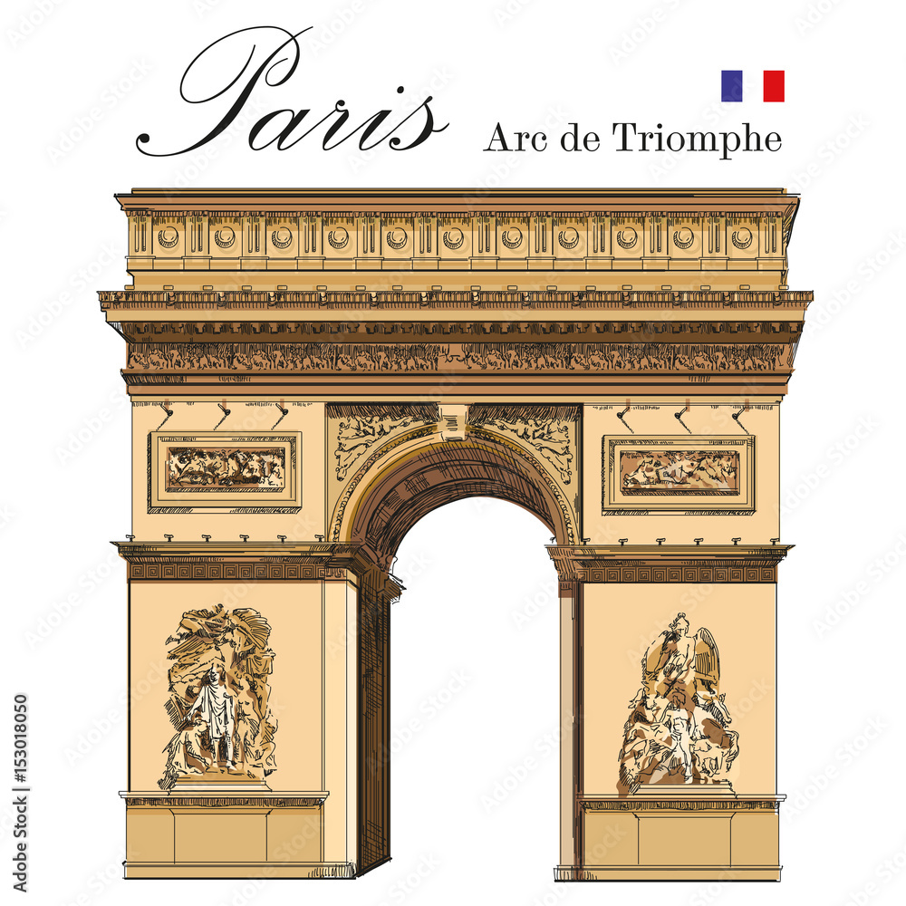 Vector colored Triumphal Arch - obrazy, fototapety, plakaty 