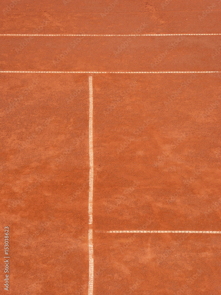 Lines on tennis clay court