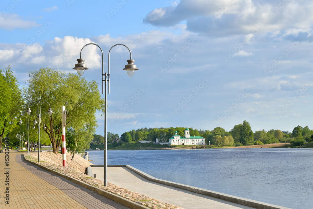 Embankment of the river great in Pskov Kremlin